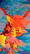 Abstract Floating Fire Flames In Water (ART_8034_57348) - Handpainted Art Painting - 12in X 20in