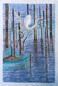 Flying Heron In Fisheries Of India. (ART_8729_69113) - Handpainted Art Painting - 8 in X 12in