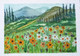 Sunflower Field Under Mountains (ART_8729_69193) - Handpainted Art Painting - 8 in X 6in