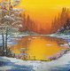 An Orange Lake (ART_8456_69317) - Handpainted Art Painting - 24in X 20in