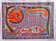 MADHUBANI PAINTING 'SHER LION' (ART_7470_69325) - Handpainted Art Painting - 14in X 11in