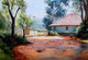 Village Scene (ART_4431_69372) - Handpainted Art Painting - 20in X 14in