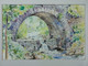A tiny waterfall under a bridge (ART_8751_69477) - Handpainted Art Painting - 16in X 11in