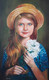 A Girl With Flowers (ART_4209_69465) - Handpainted Art Painting - 20in X 30in