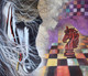 Horse In The Chess_55 (ART_8636_69609) - Handpainted Art Painting - 38in X 44in