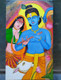 Radha Krishna painting  (ART_7279_69579) - Handpainted Art Painting - 19in X 36in