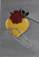 The red rose with golden heart. (ART_8626_68789) - Handpainted Art Painting - 14in X 19in