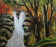 Waterfalls in forest (ART_7412_69837) - Handpainted Art Painting - 19in X 12in