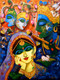 Devotion of Krishna 17 (ART_82_70027) - Handpainted Art Painting - 36in X 48in