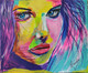 Pretty Girl in Colors (ART_8805_70137) - Handpainted Art Painting - 10in X 8in