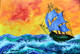 The Deep Sea Crossed by a Huge Ship (ART_8401_70338) - Handpainted Art Painting - 17in X 12in