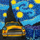 Starry Night In The Taxi (ART_7283_70275) - Handpainted Art Painting - 8in X 10in