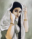 Woman In Suit (ART_3512_70445) - Handpainted Art Painting - 12in X 14in
