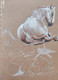 Horses at ease (ART_8804_70122) - Handpainted Art Painting - 7in X 9in