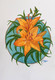 Lilies In Watercolor. (ART_8729_70678) - Handpainted Art Painting - 8 in X 12in