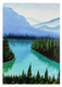 Realistic mountain and lake landscape painting (ART_6989_70673) - Handpainted Art Painting - 8in X 11in