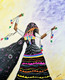 Kalbelia Dance Woman textured abstract painting  (ART_6989_70846) - Handpainted Art Painting - 18in X 24in
