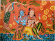 Radhamadhavam (ART_8152_70924) - Handpainted Art Painting - 48in X 36in