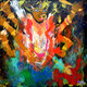 Durga (ART_8858_71117) - Handpainted Art Painting - 38in X 38in