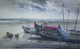 Fishing boat  (ART_8867_71271) - Handpainted Art Painting - 22in X 13in