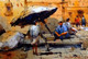Benaras Ghat (ART_8170_71469) - Handpainted Art Painting - 8in X 6in