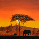 African Sunset (ART_7844_71418) - Handpainted Art Painting - 14in X 14in