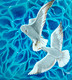 Together We Fly High - Birds Flying Above Sea (ART_6775_71529) - Handpainted Art Painting - 27in X 28in