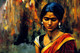 Indian Woman Outdoors In Acrylics (PRT_8658_71614) - Canvas Art Print - 18in X 12in