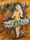 Shepherd Lady (FR_1523_71753) - Handpainted Art Painting - 22in X 30in