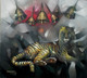 TEMPLE GUARD (ART_8889_71729) - Handpainted Art Painting - 34in X 28in