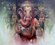 GANESHA acrylic and oil on canvas  (ART_8889_71720) - Handpainted Art Painting - 34in X 28in