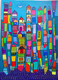 Greece city scape (ART_1243_71834) - Handpainted Art Painting - 11in X 16in