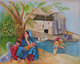 Village Scene Painting (ART_8897_72069) - Handpainted Art Painting - 24in X 18in