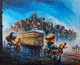 A slice of Kolkata  (ART_7456_72185) - Handpainted Art Painting - 48in X 40in