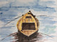 The boat in river (ART_8913_72400) - Handpainted Art Painting - 15in X 11in