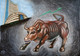 Sensex Bull (ART_8859_72378) - Handpainted Art Painting - 24in X 18in