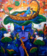 Devotion Of Krishna 18 (ART_82_72766) - Handpainted Art Painting - 36in X 42in