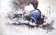 Nostalgia of Steam Locomotives_47 (ART_5796_73054) - Handpainted Art Painting - 60in X 36in
