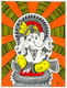 Regal Ganesh Ji Mandala - The Lord of Success on His Throne (ART_7886_55156) - Handpainted Art Painting - 12in X 16in