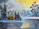 Winterscape (ART_8580_73138) - Handpainted Art Painting - 20in X 14in