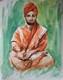 Swamiji  (ART_7901_73120) - Handpainted Art Painting - 11in X 13in