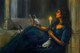 Lady With Candle (ART_3512_73223) - Handpainted Art Painting - 25in X 16in