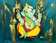 LORD GANESHA  06 (ART_1522_73316) - Handpainted Art Painting - 32 in X 24in