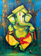 LORD GANESHA 02 (ART_1522_73312) - Handpainted Art Painting - 24 in X 32in