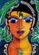 Chitralekha With Banana Leaf Background (PRT_8079_73476) - Canvas Art Print - 16in X 24in
