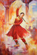 Girl Dancing With Enthusiasm 01 (ART_1522_73606) - Handpainted Art Painting - 24 in X 36in