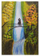 Romantic Waterfall  (ART_8968_73597) - Handpainted Art Painting - 13in X 19in