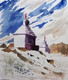 TEMPLE IN HILLY AREA (ART_8950_73863) - Handpainted Art Painting - 10in X 8in