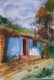 House in village (ART_8950_73903) - Handpainted Art Painting - 11in X 8in