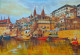 Banaras Ghat (ART_8295_60569) - Handpainted Art Painting - 35in X 24in